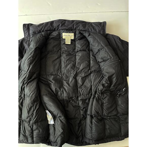 Eddie Bauer Down Jacket Women M Black Full Zip High Neck No Hood Warm - Picture 8 of 10